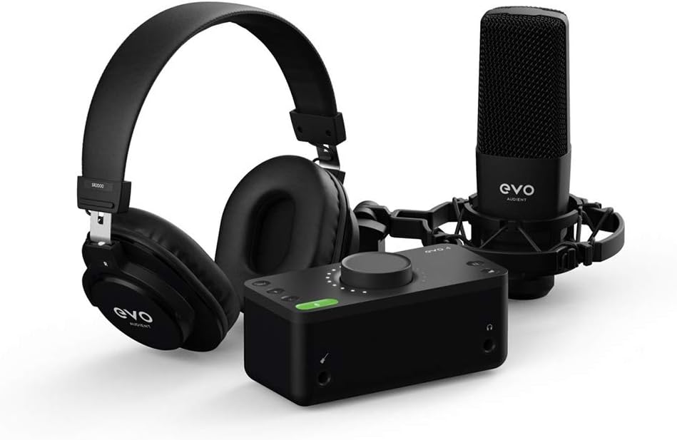 Audient EVO Start Recording Bundle with USB Audio Interface, Headphones, Mic, Shockmount, and Mic Cable - Image 8